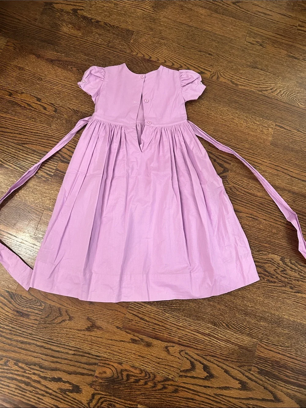Strasburg Lilac Smocked Dress with Puff Sleeves and Side Ties
